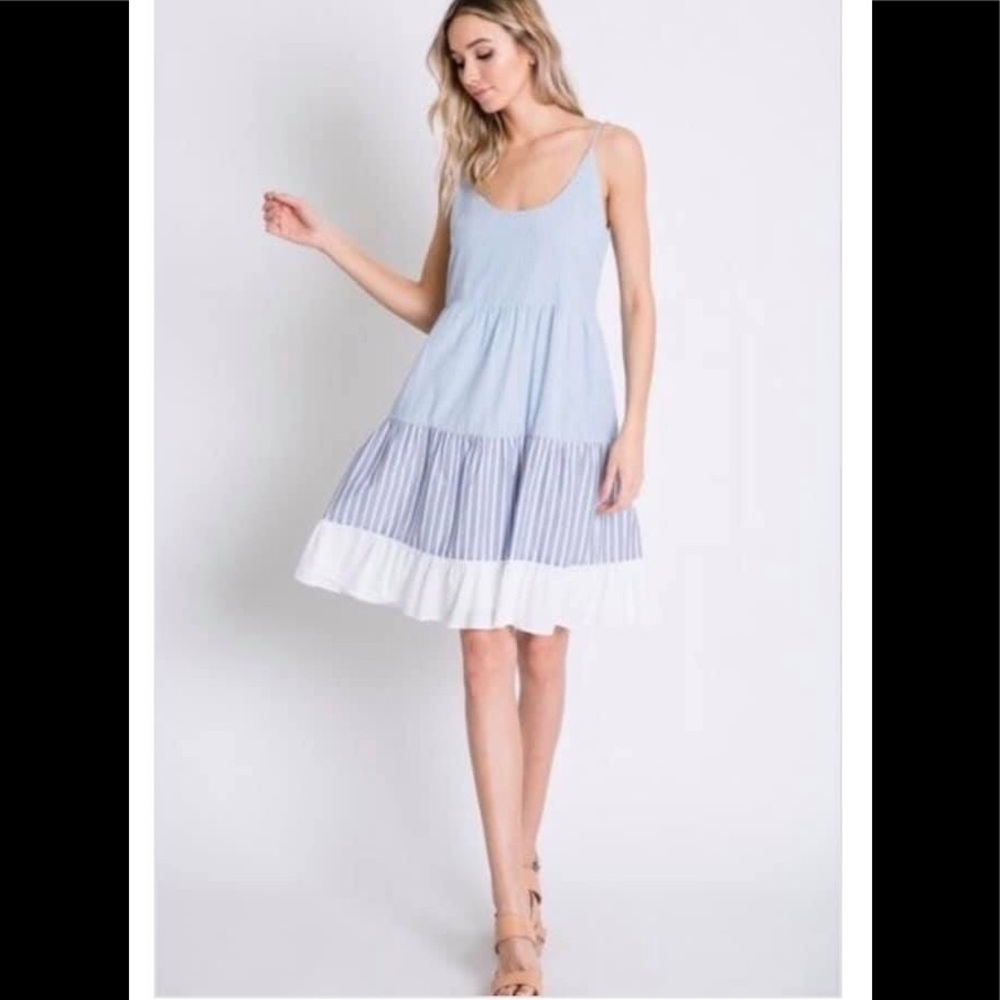 Blue and white summer dress
